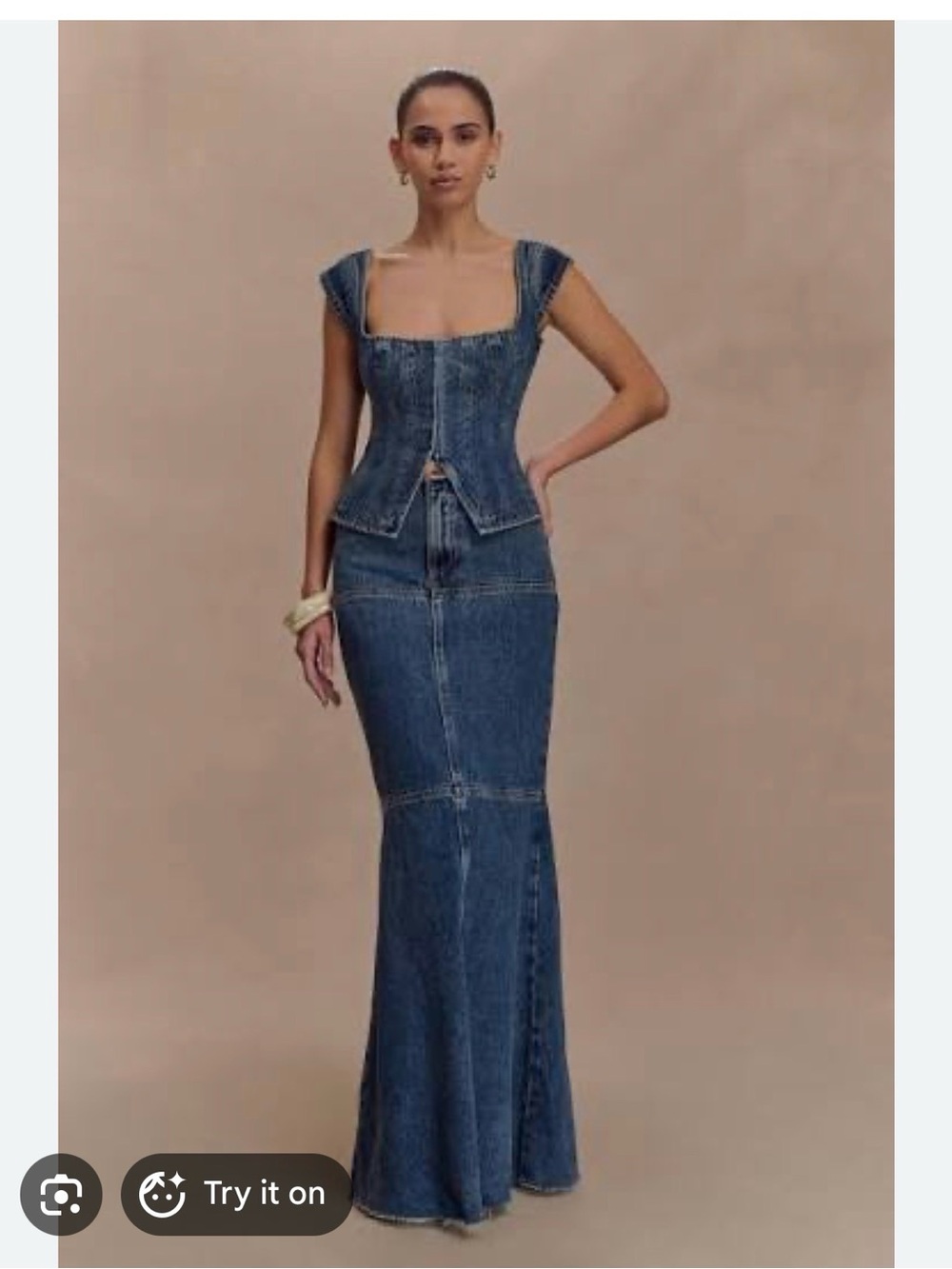 Meshki Dark Blue Denim Corset Camisole